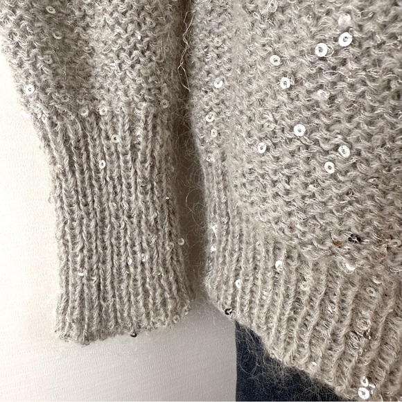 Express Gray Sequined Long Sweater - Picture 6 of 16